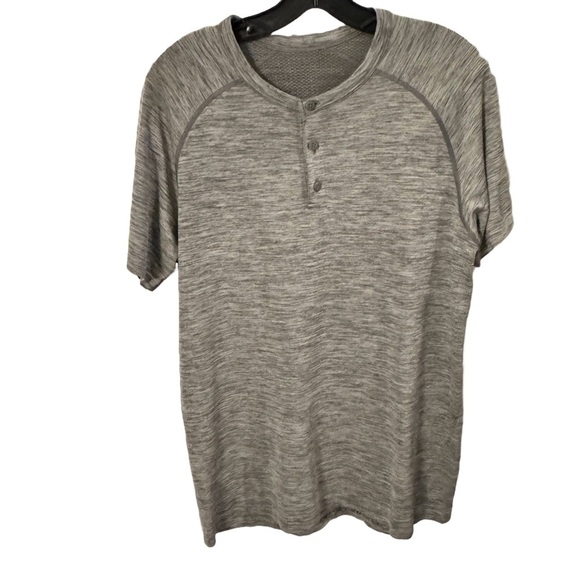 Lululemon Men’s Metal Vent Tech Short Sleeve Henley Slate Gray Size M - Picture 2 of 10